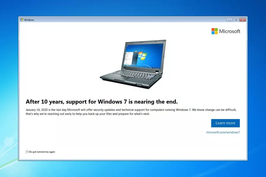 Fin de Windows 7 : Microsoft commence à pousser les utilisateurs à migrer avec une fenêtre pop-up