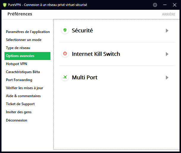 PureVPN propose de nombreuses options de sécurité comme le choix du chiffrement ou le kill switch. Des options que l’on ne retrouve jamais sur les VPN gratuits.