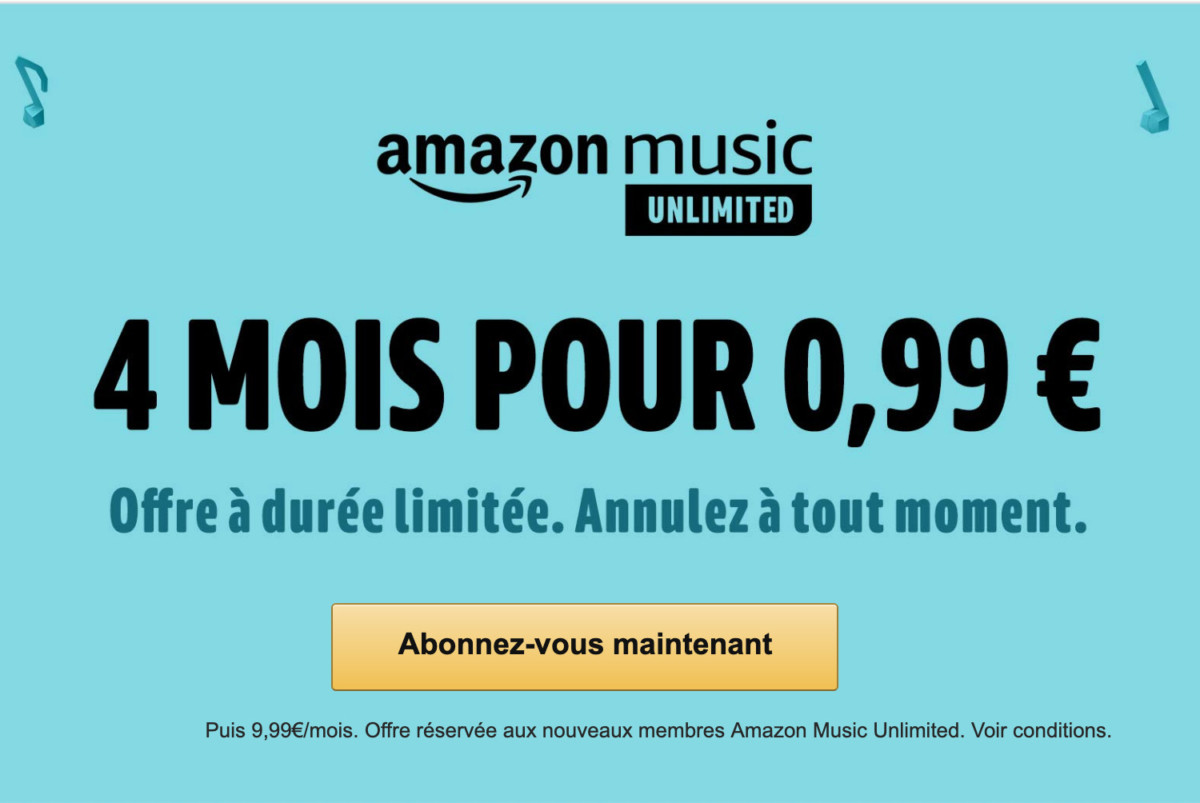 🔥 Dernier jour : 4 mois d&rsquo;abonnement Amazon Music Unlimited pour 1 euro