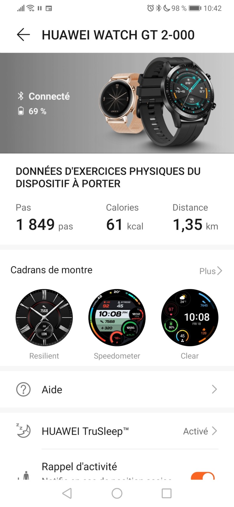 montre huawei watch gt 2 application