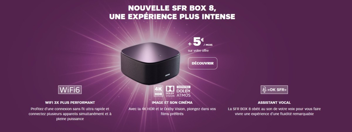 SFR : l&rsquo;accès à la Fibre avec la nouvelle Box 8 et son Wi-Fi 6 pour 23 €/mois