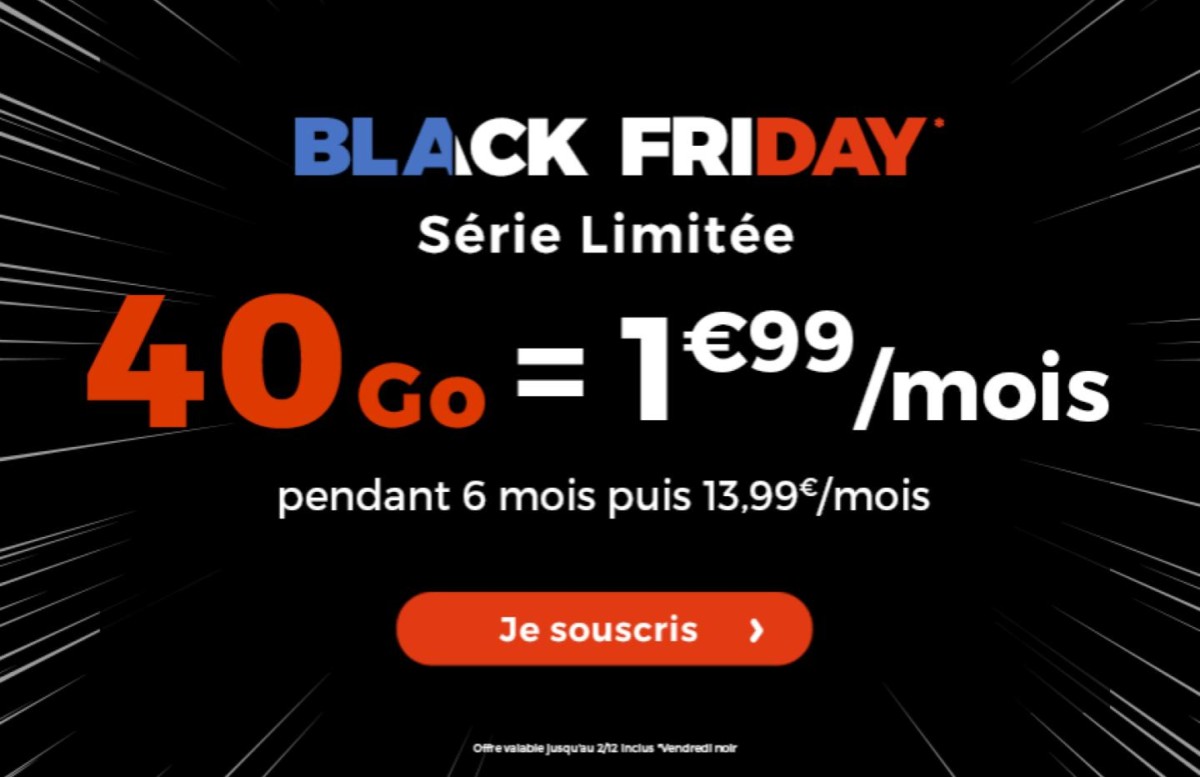 Un forfait mobile 40 Go à 1,99 euros par mois fait son apparition pour le Black Friday &#8211; dernier jour