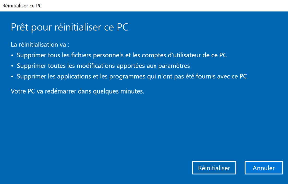 Comment réinitialiser son PC Windows 10