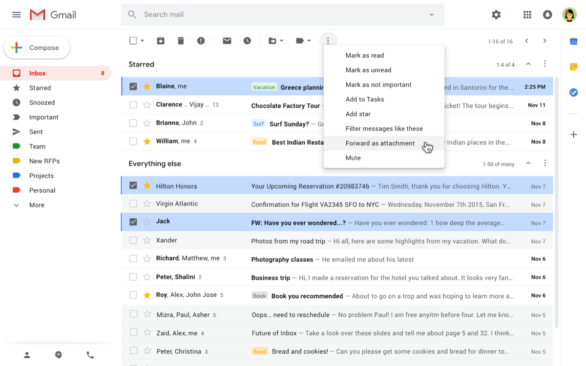 Sur Gmail, vous pourrez joindre un email à un email