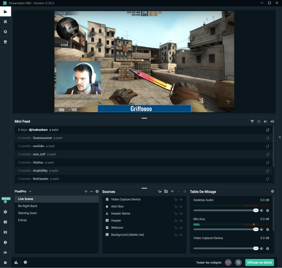 L'interface de Streamlabs sur PC