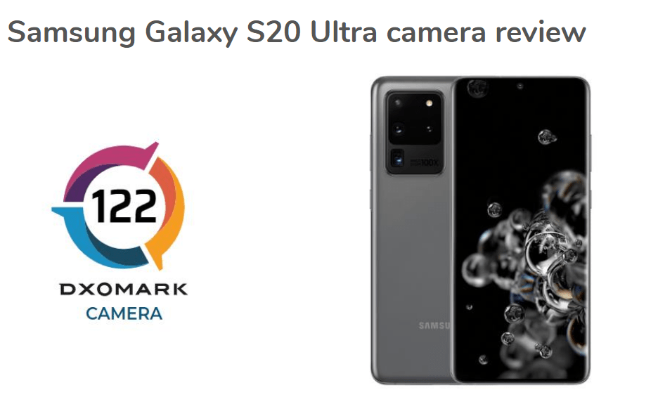 Le Samsung Galaxy S20 Ultra a la note de 122 sur DxOMark