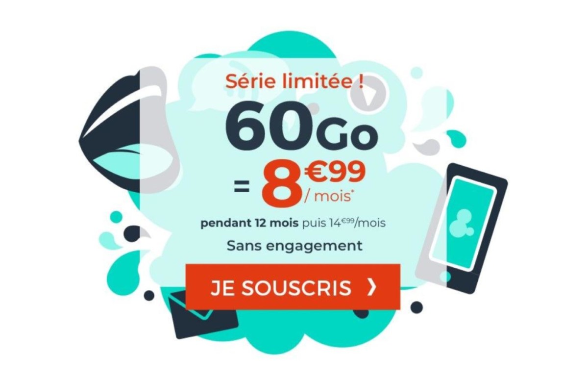 Ce forfait mobile propose 60 Go de 4G pour seulement 8,99 euros par mois