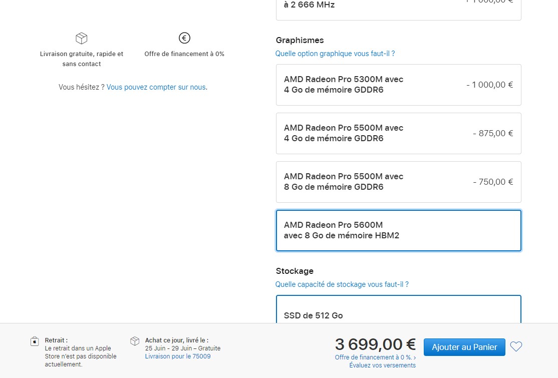 AMD Radeon Pro 5600M : la nouvelle option à 1000 euros du MacBook Pro 16 pouces