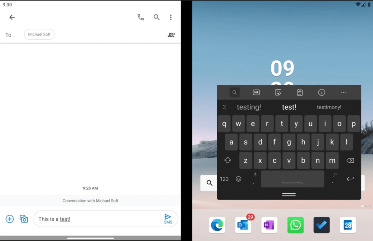 Le clavier du Surface Duo de Microsoft