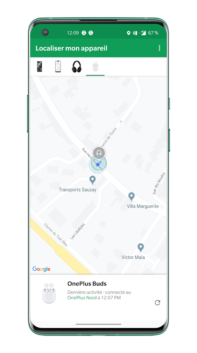 Les OnePlus Buds sont visibles dans l’application « Localiser mon appareil »
