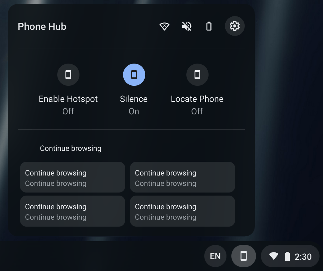 ChromeOS Phone Hub