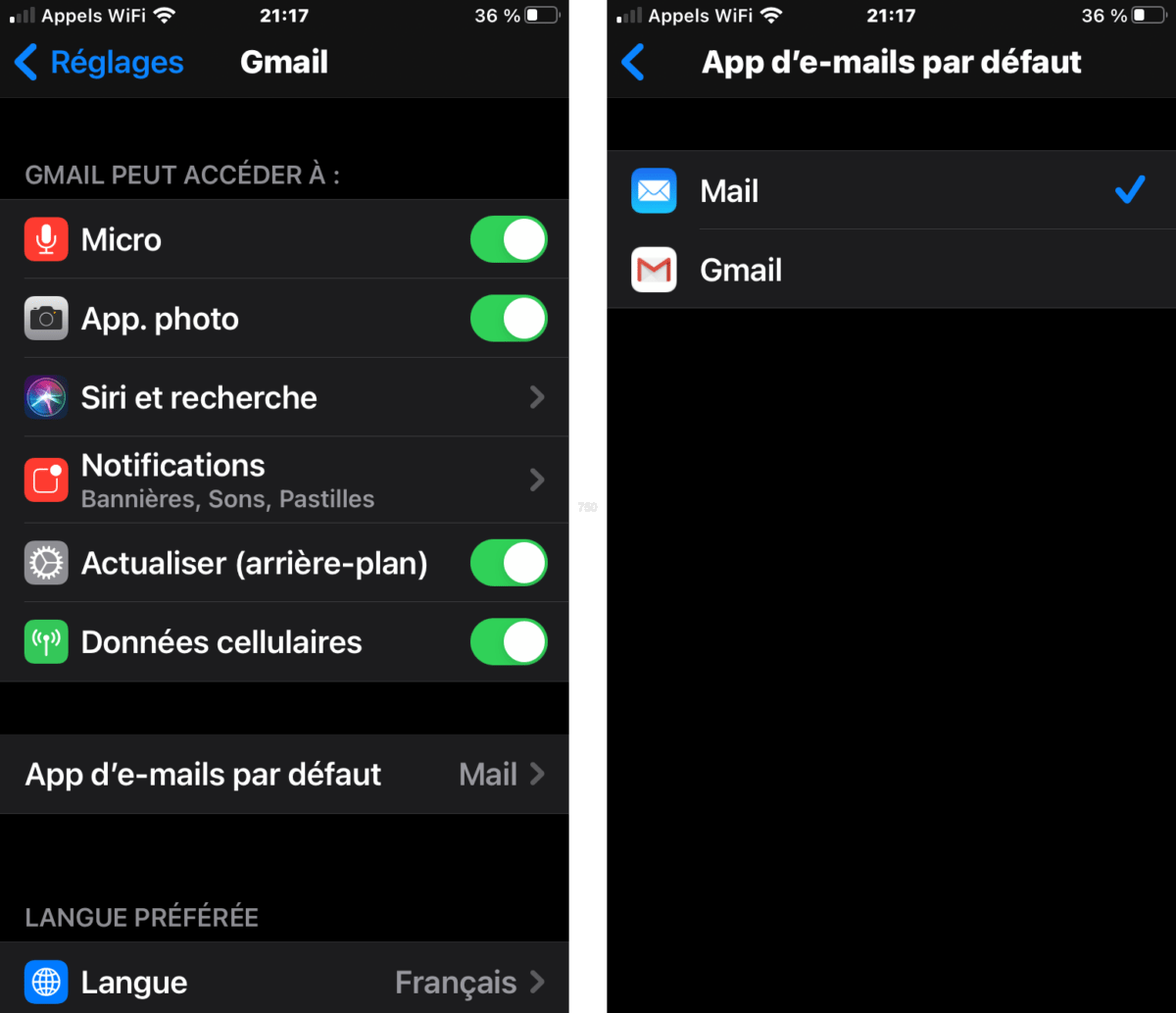 Configurez Gmail par défaut sur iOS 14