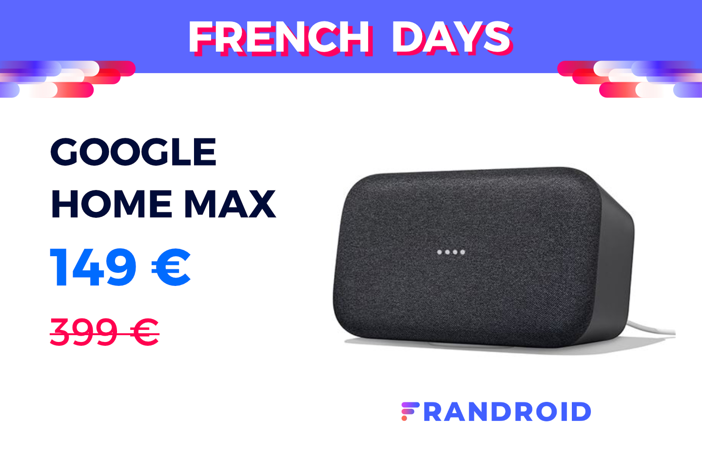 Promo : cette enceinte intelligente Google voit son prix baisser de 47%  pendant les French Days 