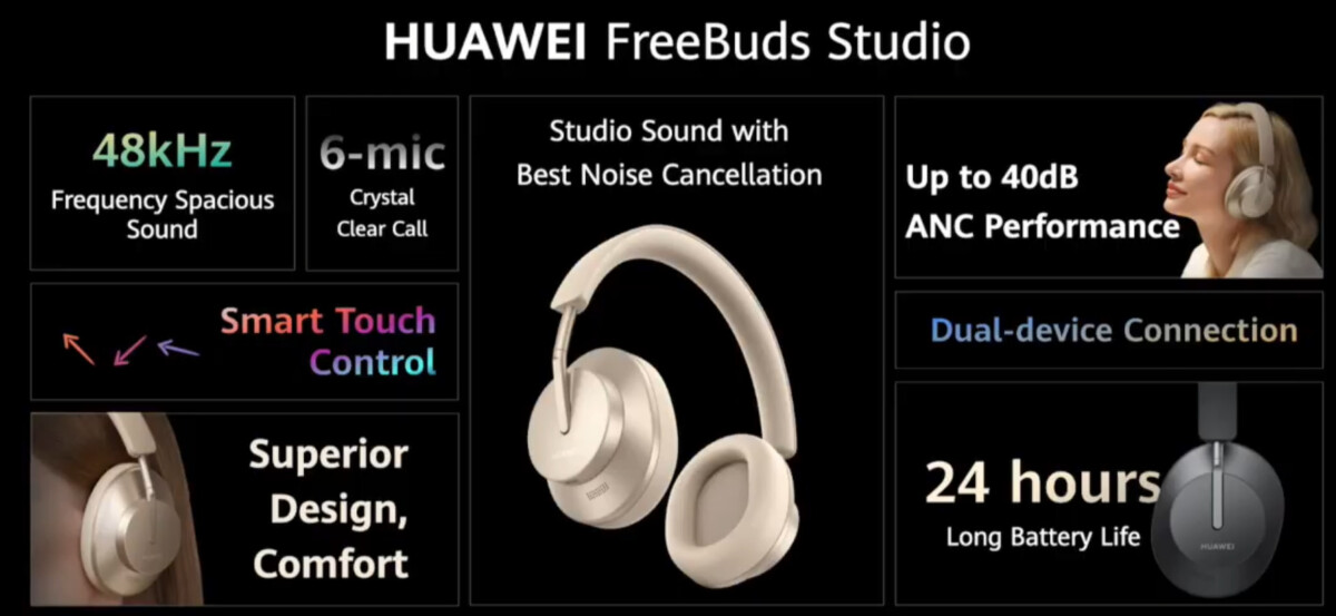 Le Huawei FreeBuds Studio sera disponible en noir et en doré