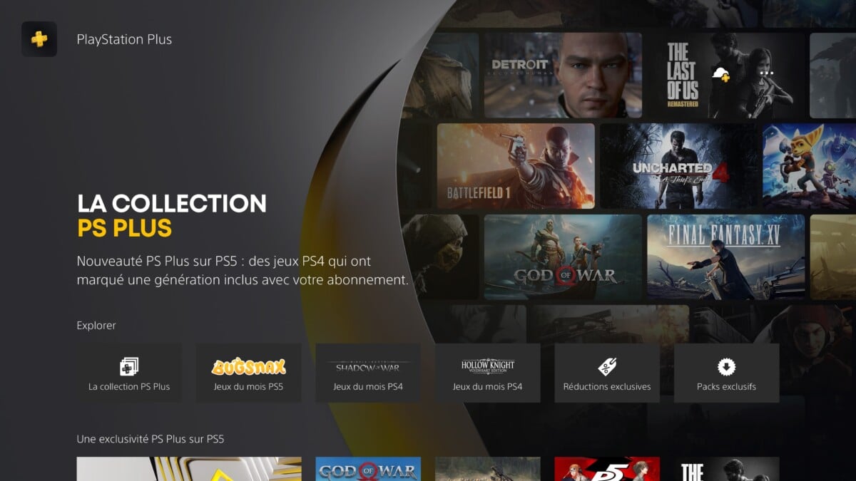 The PS Plus Collection service for the PS5