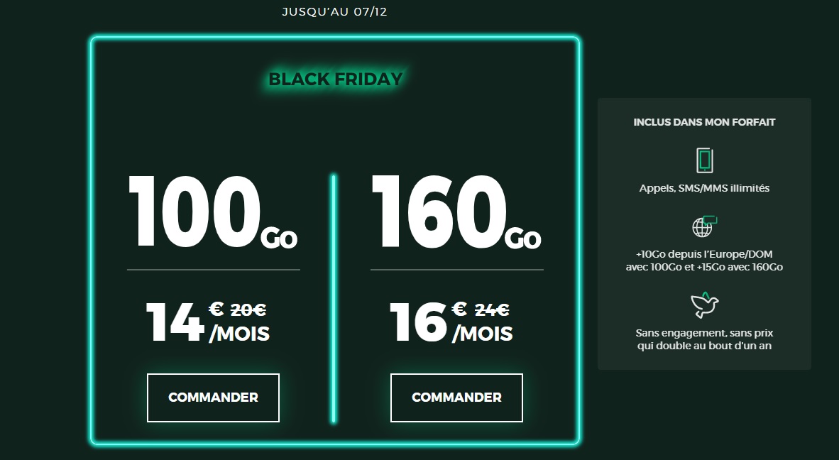 Black Friday RED by SFR : forfait mobile 100 Go à 14 € ou 160 Go à 16 €