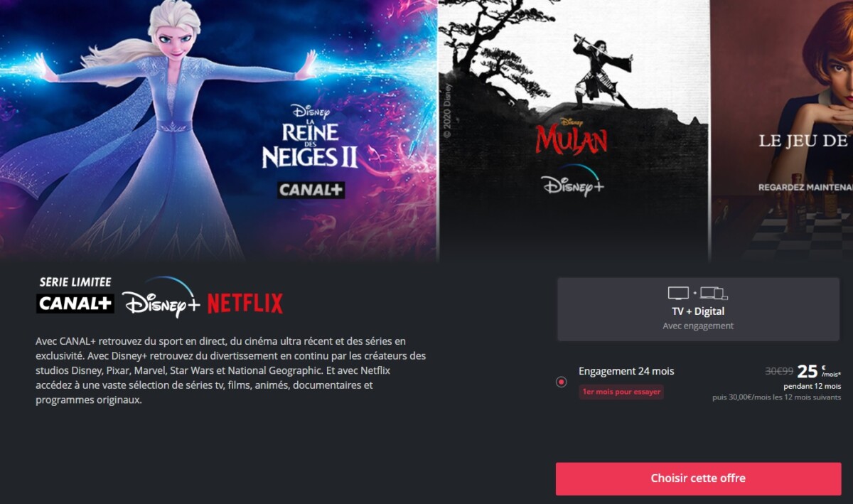 La nouvelle série limitée Canal+ avec Netflix et Disney+ est à 25 €/mois