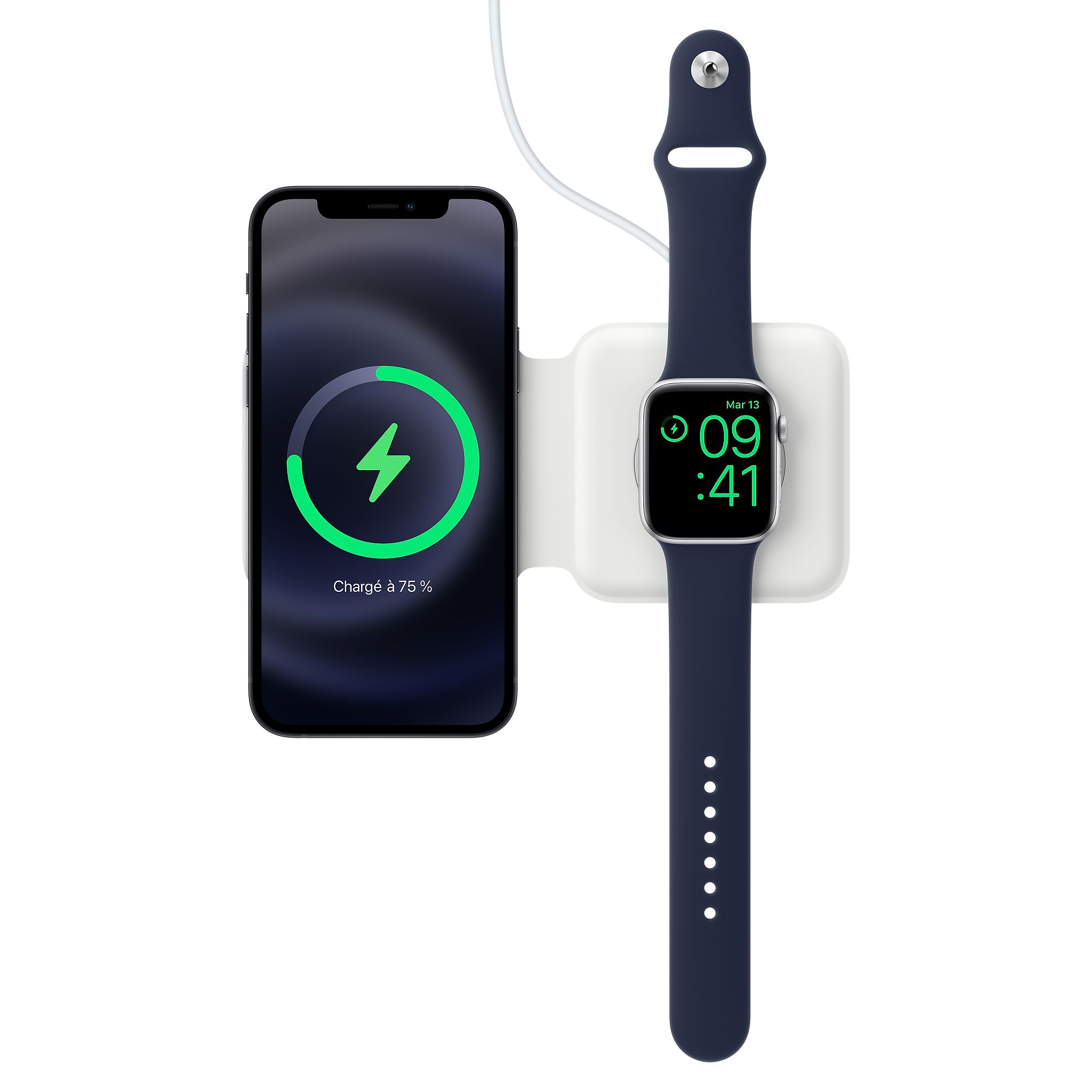 Utiliser le chargeur double MagSafe avec votre iPhone et votre Apple Watch  - Assistance Apple (FR)