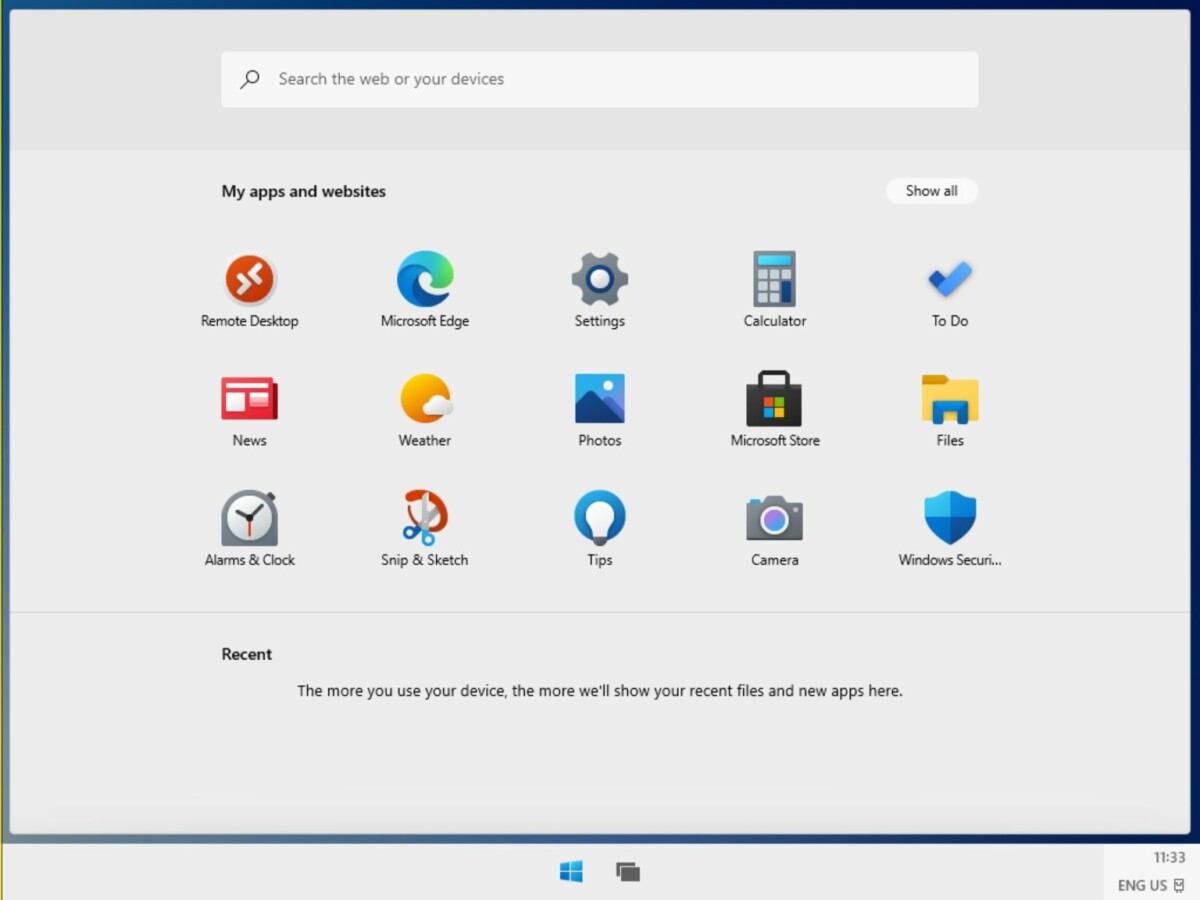 Nowe menu startowe Windows 10X