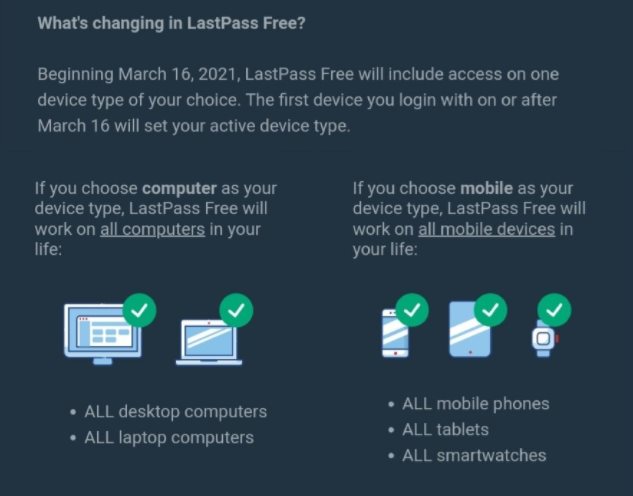 Smartphone ou PC : LastPass Free va vous forcer à choisir pour rester gratuit