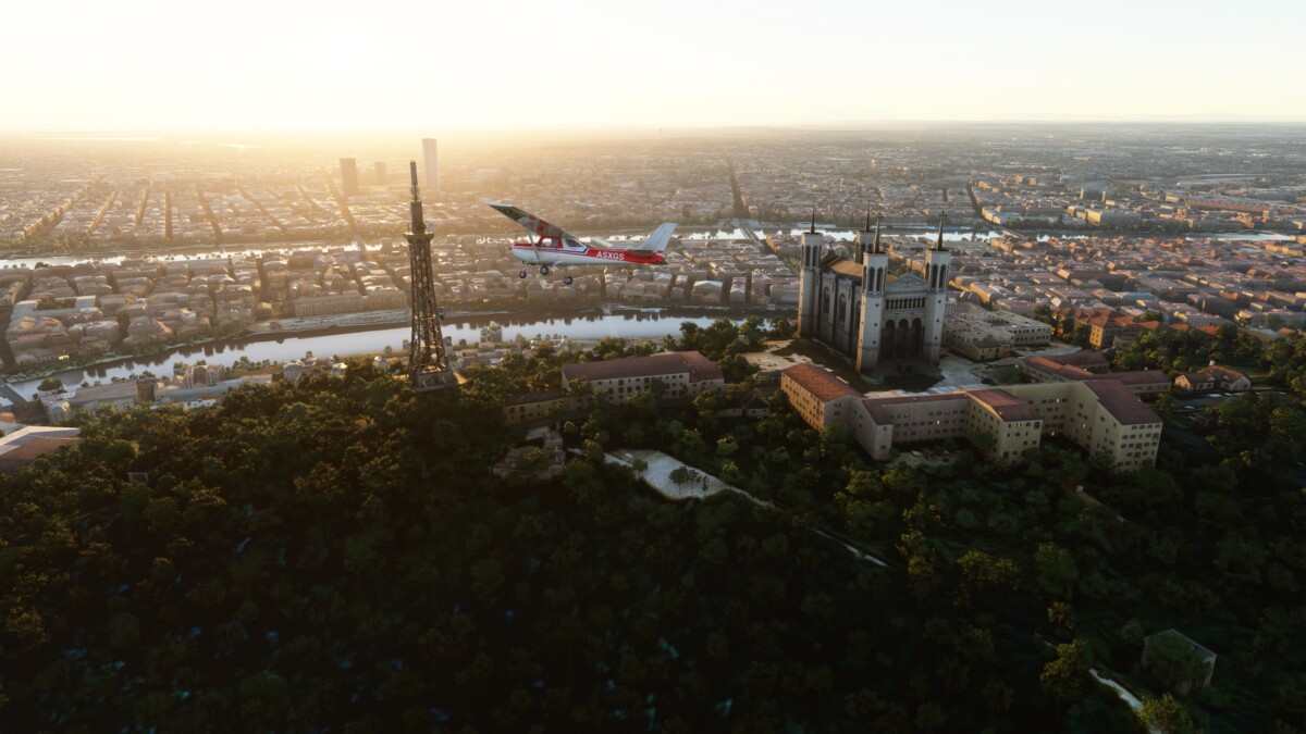 Notre Dame de Forvier en Lyon en Microsoft Air Simulator