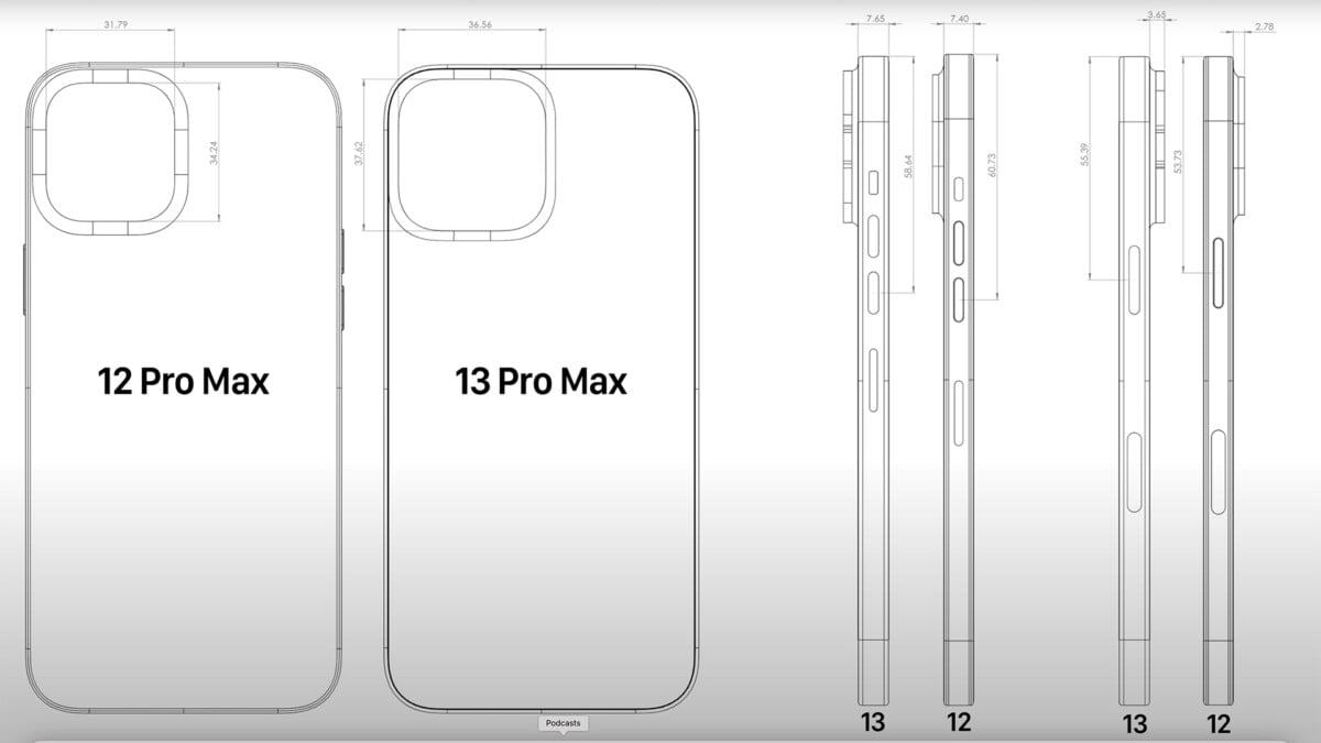 Les dimensions de l'iPhone 13 Pro max seraient plus importantes que l'iPhone 12 Pro max.