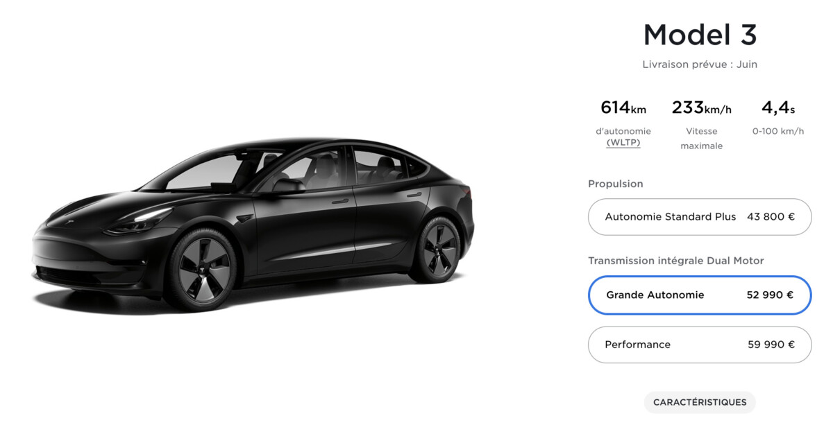 Le configurateur en ligne de la Tesla Model 3