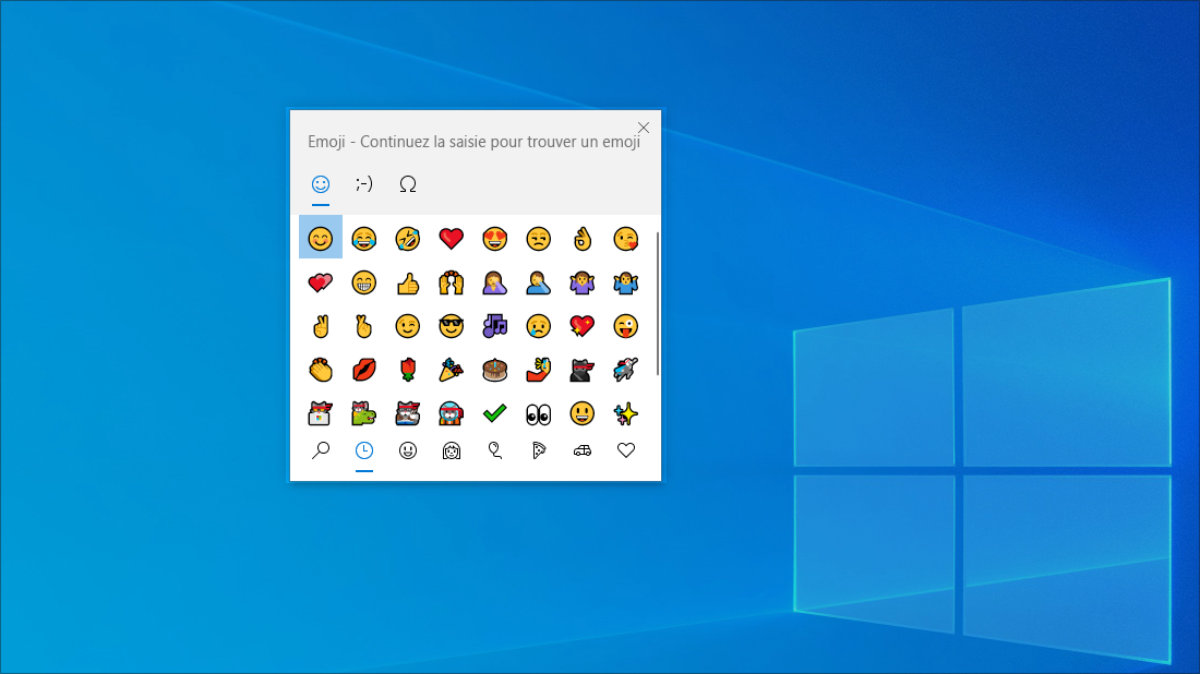 Le sélecteur d'emoji de Windows 10