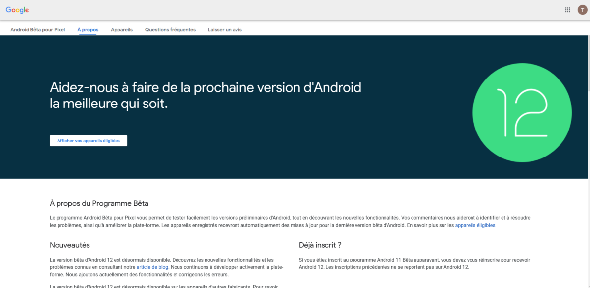 Android 12 Beta-Programm