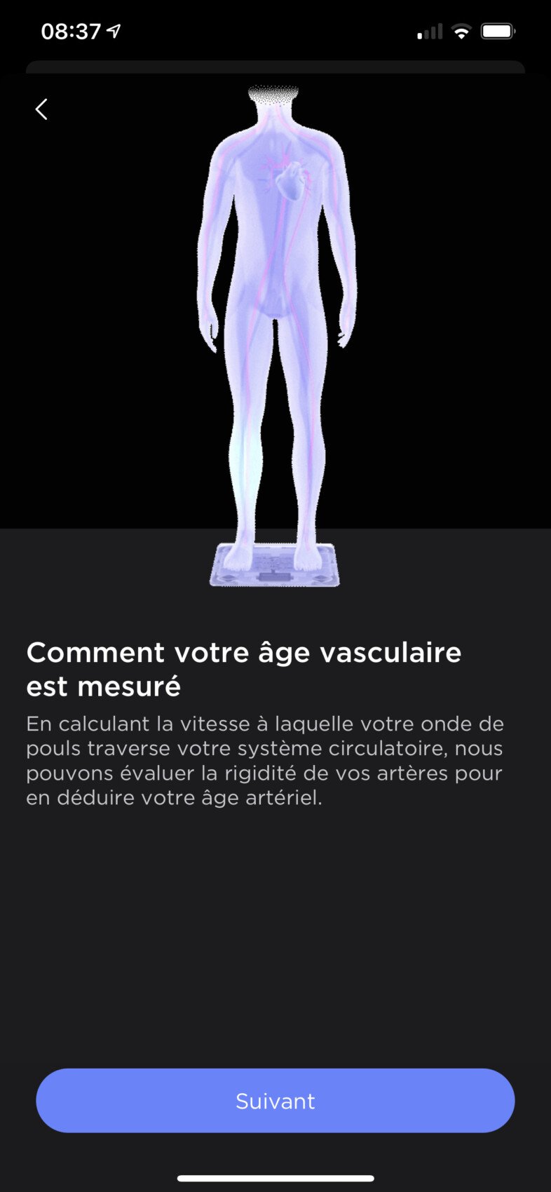 Calcul de votre Age vasculaire dans l'app Health Mate