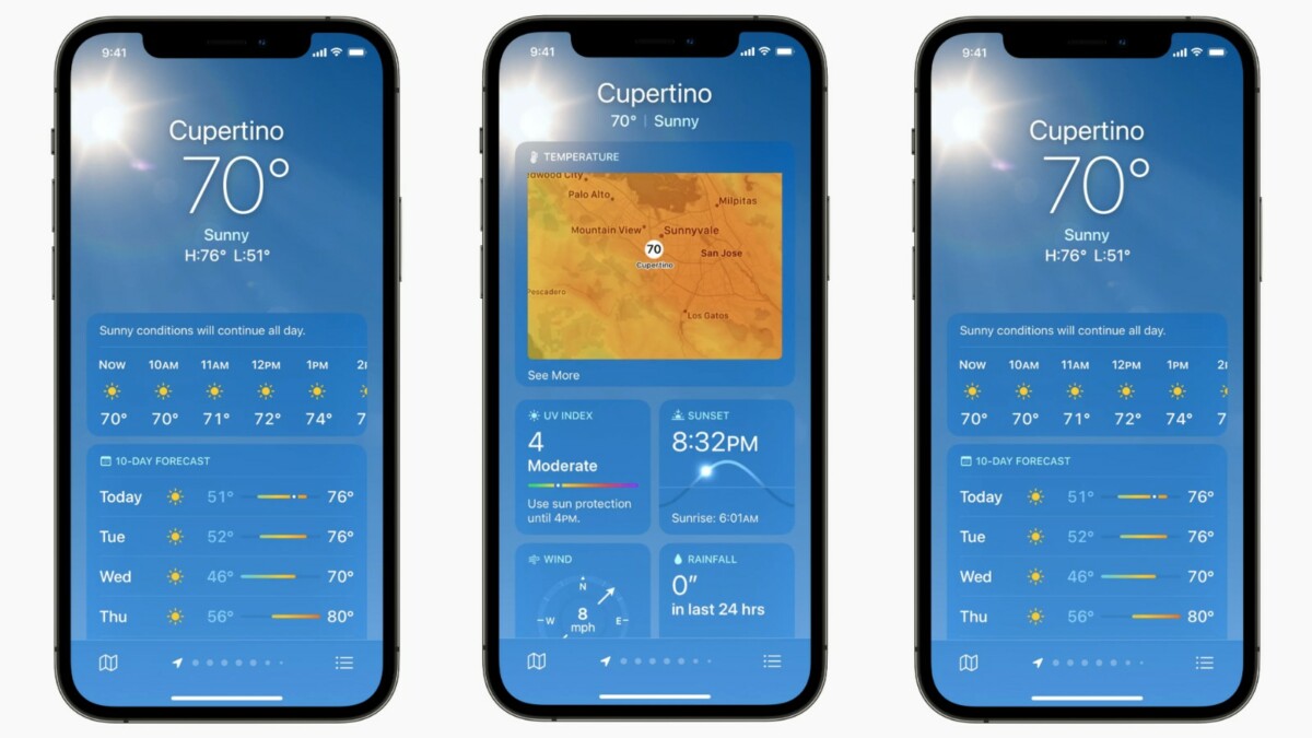 O novo aplicativo Weather exibe muito mais detalhes do que antes