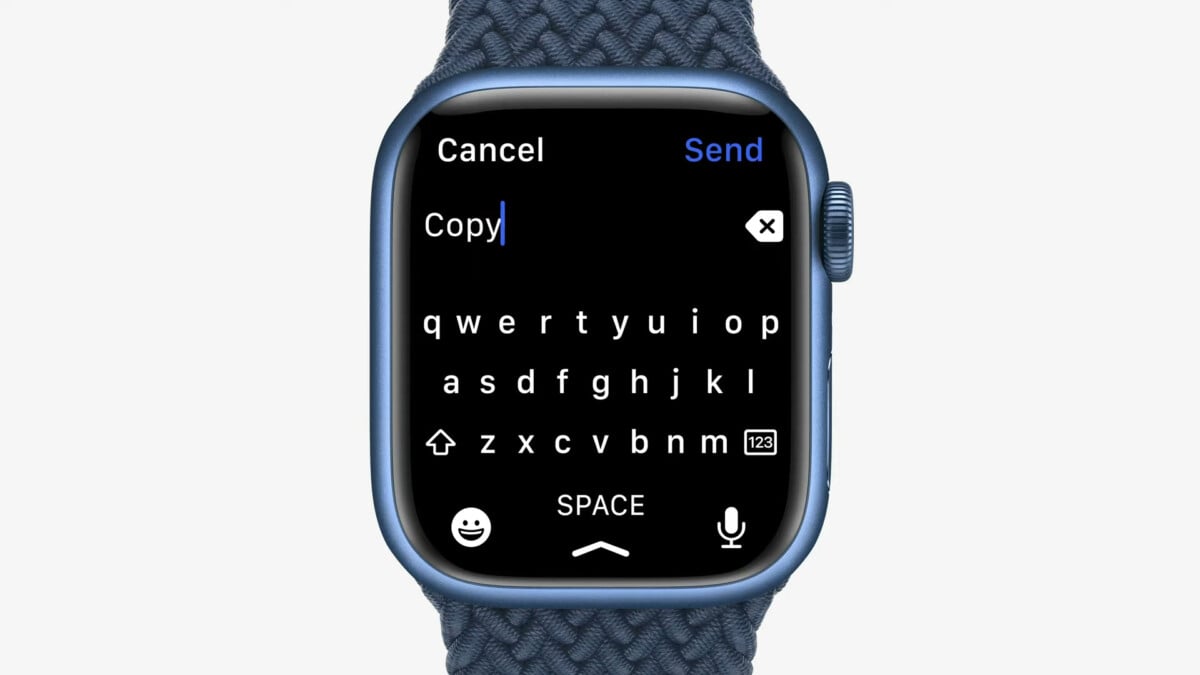 Le mot « copier » sur l'Apple Watch Series 7