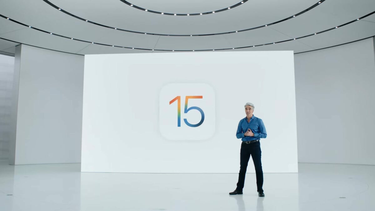 Craig Federighi présentant iOS 15 à la WWDC 2021