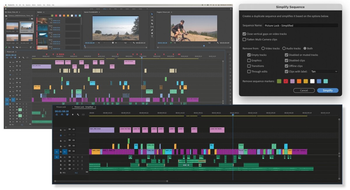 La fonction Simplify Sequence sur Adobe Premiere Pro