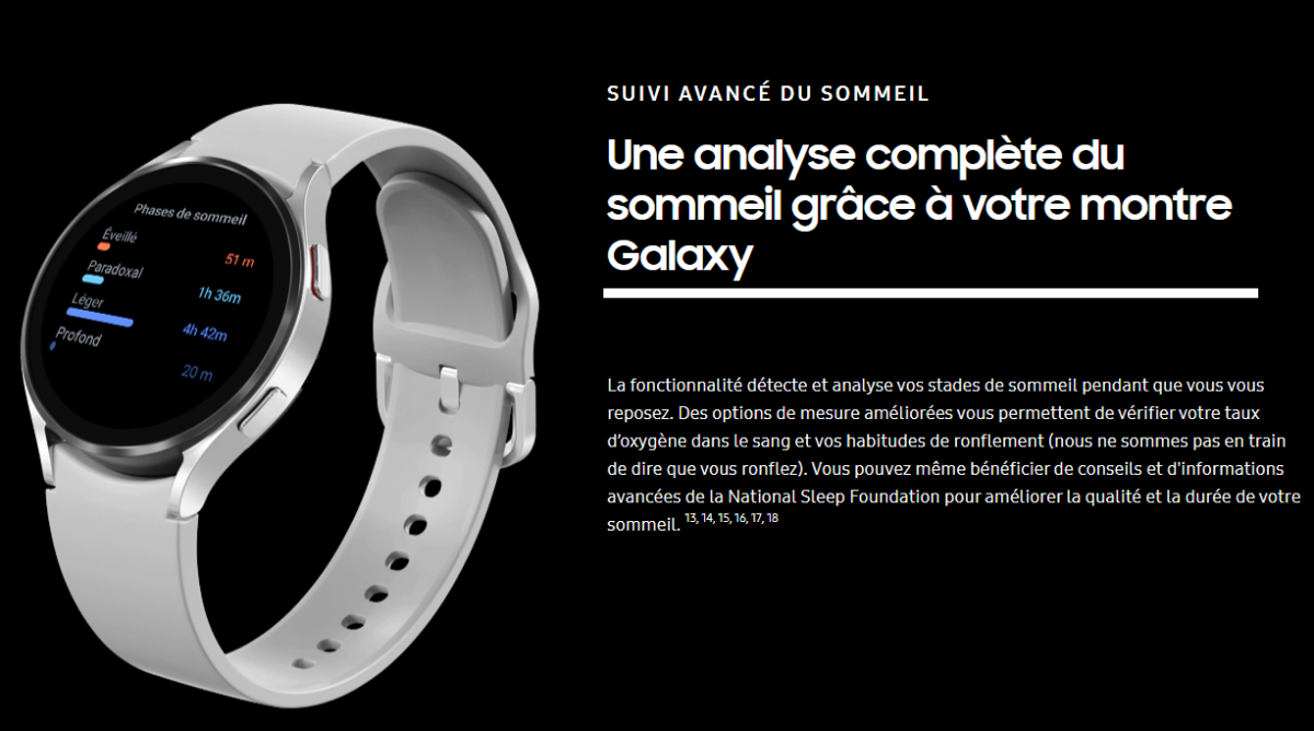 Les fonctions d'analyse du sommeil sur la Samsung Galaxy Watch 4