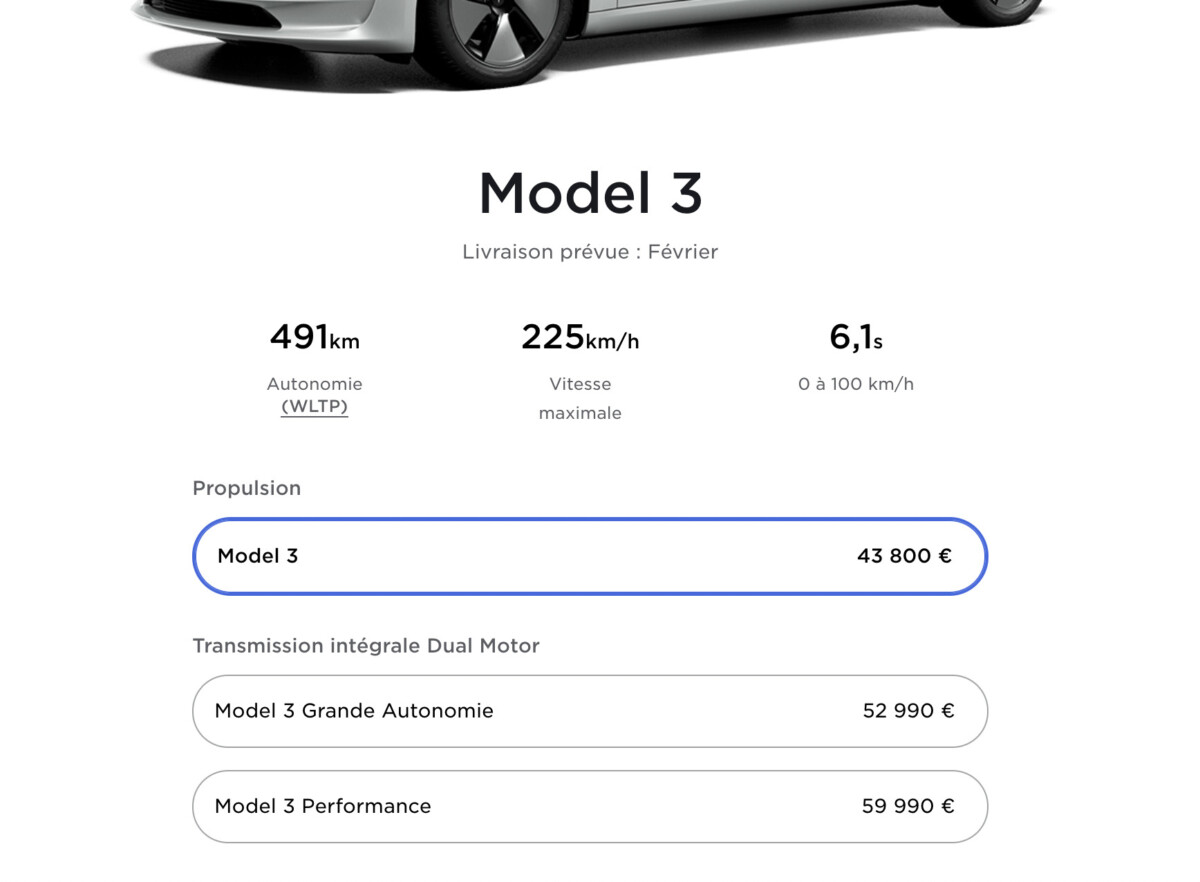 La Tesla Model 3 d&rsquo;entrée de gamme change : beaucoup plus d&rsquo;autonomie sans augmentation de prix