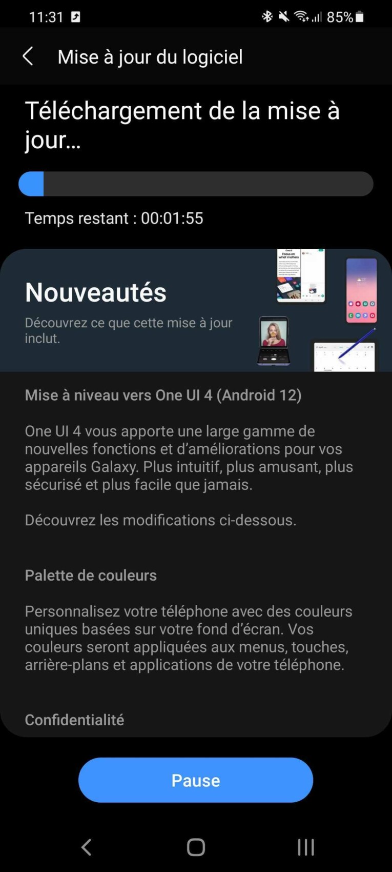 La mise à jour One UI 4 (Android 12) en France