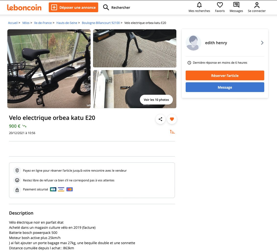 Velo electrique a online vendre le bon coin