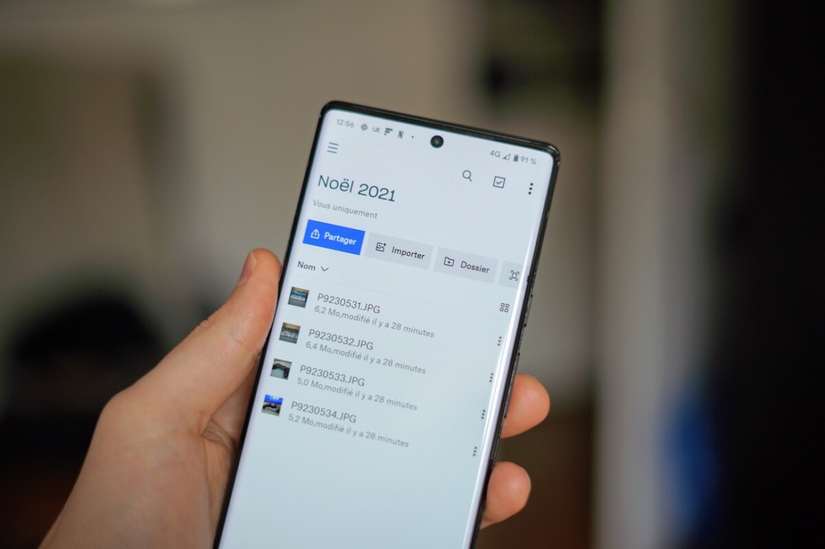 L'application Dropbox sur Android