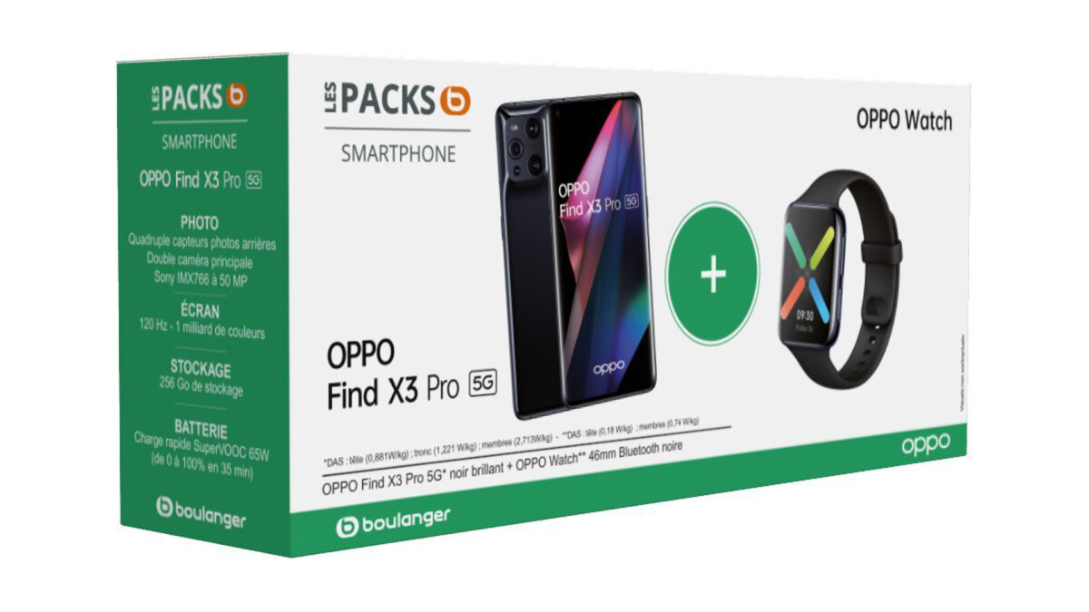 The pack containing the OPPO Find X3 Pro and the OPPO Watch are currently at a contained price at Boulanger