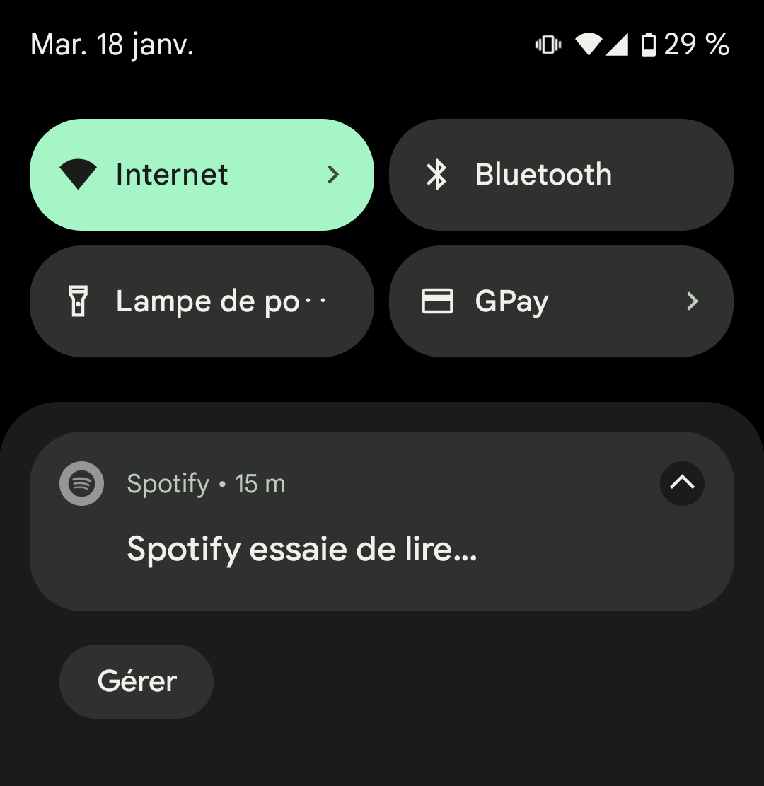 Errore della barra di riproduzione di Spotify sul telefono Pixel 6.