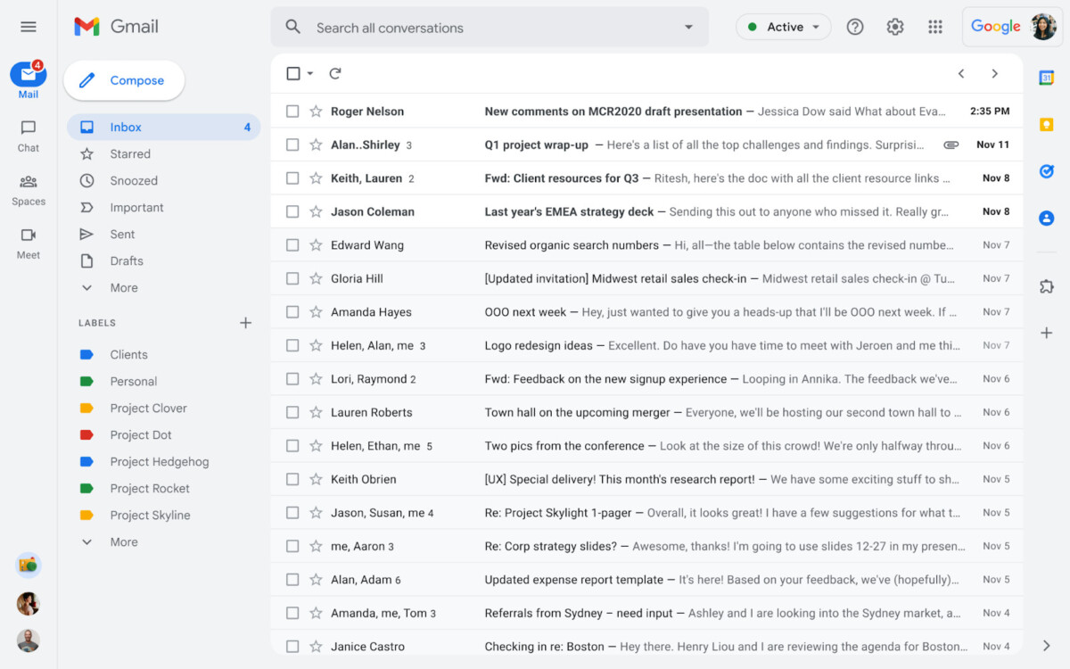 Here is the next Gmail web interface
