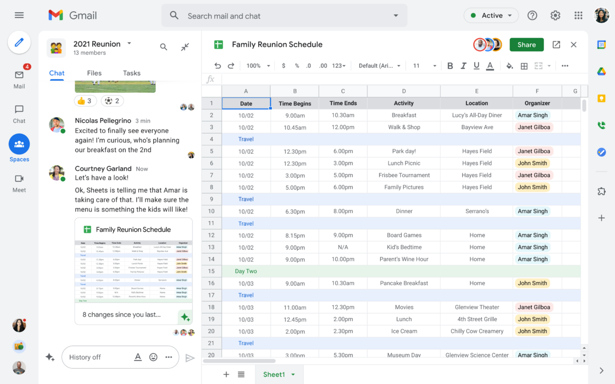 Example with Google Sheets