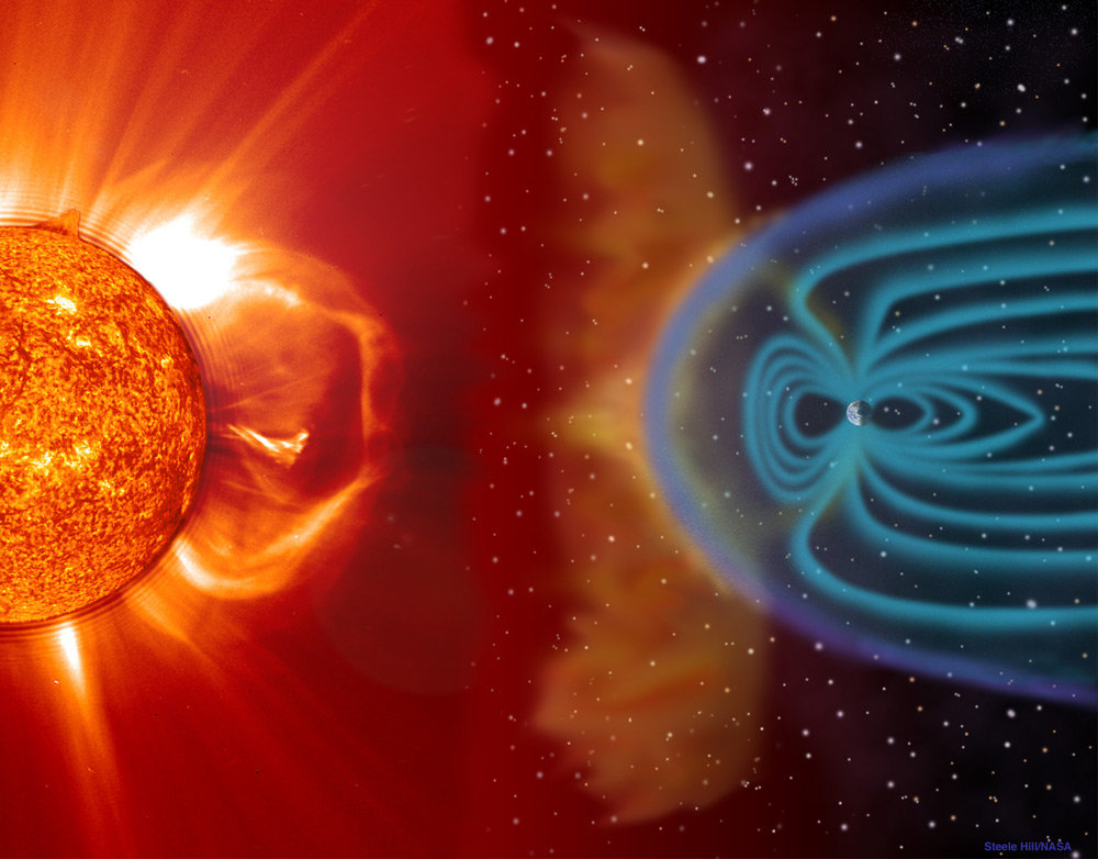 Illustration of a solar storm