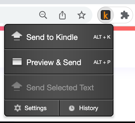 L'extension navigateur Send To Kindle
