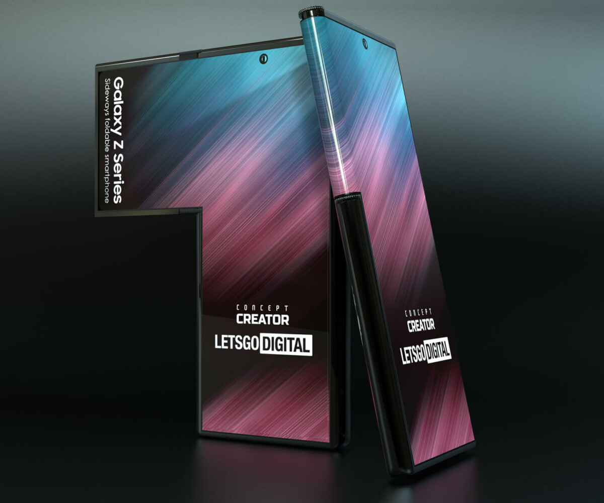 3D rendering of what a smartphone could look like with a folding flap // Source: LetsGoDigital