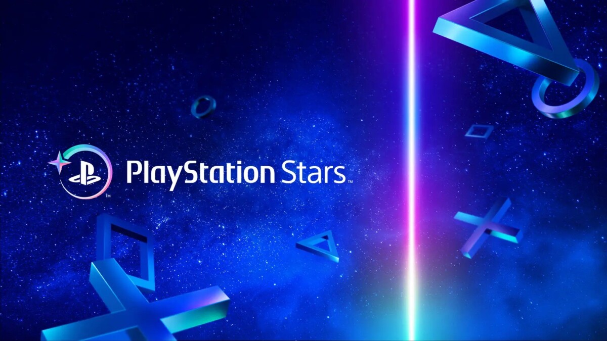 Logo PlayStation Stars sur fond étoilé et logos croix, triangle, rond et carré
