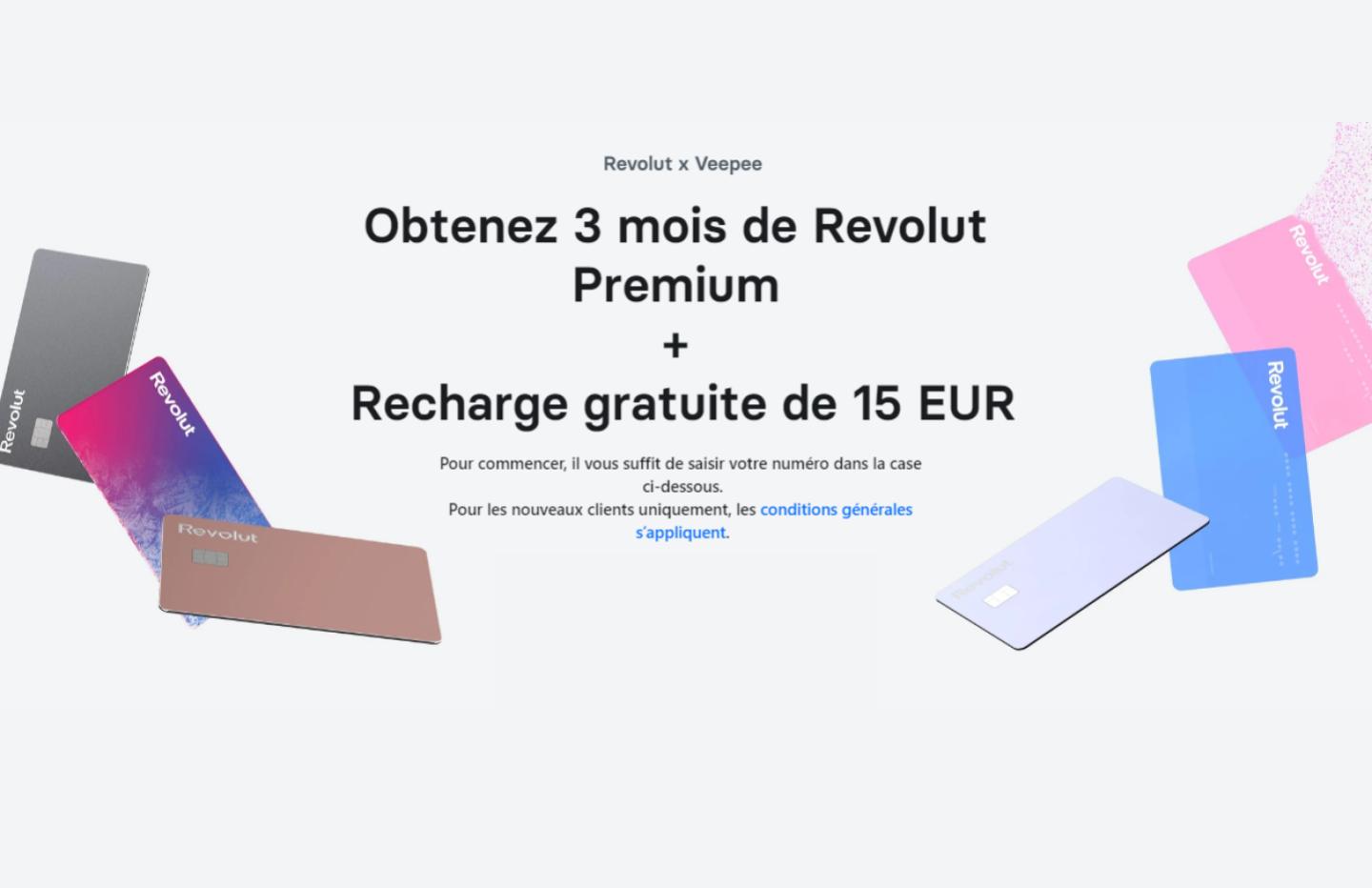 Revolut offers you 3 months of Premium card + €15 free recharge