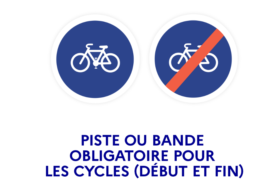 panneau piste ou bande pour vélo obligatoire