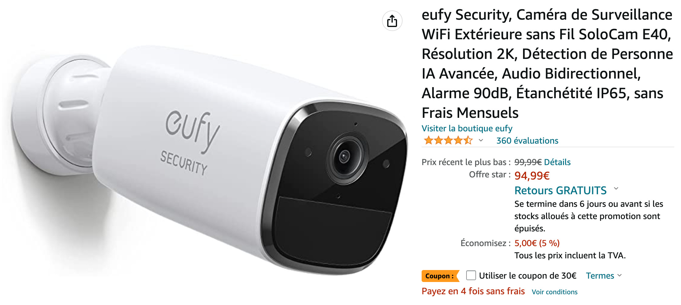 La caméra de surveillance Netatmo est de retour à moitié prix pour les  soldes